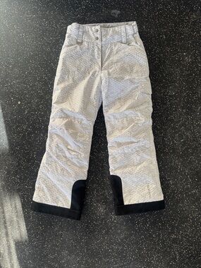 Sunice White Patterned Kids Snow Pants with Black Cuffs
